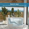 Sleek White Acrylic Freestanding Soaking Bathtub, Sit-In Design, with Chrome Overflow and Drain, cUPC Certified, Available for Express Delivery