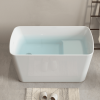 Sleek White Acrylic Freestanding Soaking Bathtub, Sit-In Design, with Chrome Overflow and Drain, cUPC Certified, Available for Express Delivery