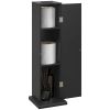 HOMCOM Toilet Paper Cabinet, Small Bathroom Corner Floor Cabinet with Doors and Shelves, Thin Storage Bathroom Organizer for Paper Shampoo, Black