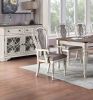 Antique White Set of 2pc Dining Arm Chairs Upholstered Tufted Unique Design Chairs Back Cushion Seat Dining Room