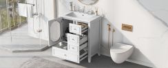 30" Bathroom Vanity with Sink, Bathroom Vanity Cabinet with Three Drawers and Door, Solid Wood and MDF, White