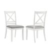 Set of 2 Light Gray Upholstered Dining Chairs, White