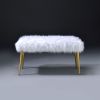 White and Gold Bench with Straight Legs