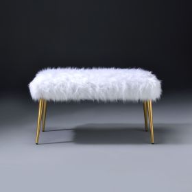 White and Gold Bench with Straight Legs