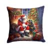 Rottweiler and Santa Claus Throw Pillow Machine Washable, Indoor Outdoor Decorative Pillow for Couch, Bed or Patio, 18Hx18W