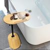 Bamboo bathtub tray table with adjustable height bathtub edge table, portable independent tray bathtub rack, suitable for luxury bathrooms, home spa