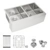 Double Bowl (50/50) Farmhouse Sink - 36"x21"x10" Stainless Steel Apron Front Kitchen Sink 16 Gauge with Two 10" Deep Basin