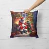 Rottweiler and Santa Claus Throw Pillow Machine Washable, Indoor Outdoor Decorative Pillow for Couch, Bed or Patio, 18Hx18W