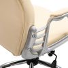 PU Leather Home Office Chair, Button Tufted Desk Chair with Padded Armrests, Adjustable Height and Swivel Wheels, Beige