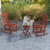 Outsunny Outdoor Rocking Chair Set of 2 with Side Table, Patio Wooden Rocking Chair with Smooth Armrests, High Back for Garden, Balcony, Porch