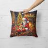 Fawn Pug and Santa Claus Throw Pillow Machine Washable, Indoor Outdoor Decorative Pillow for Couch, Bed or Patio, 18Hx18W