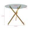 1+4,5pieces dining set, Table metal leg Mid-century Dining Table for 4-6 people With glass Table Top, Pedestal Dining Table