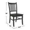 Set of 2 Slat Back Wooden Dining Chairs, Matte Black