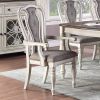 Antique White Set of 2pc Dining Arm Chairs Upholstered Tufted Unique Design Chairs Back Cushion Seat Dining Room