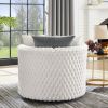 Malna Plush 3D Upholstered Barrel Accent Chair with Wheels, Off-white