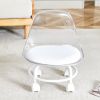 The small and cute white chair with silky pulleys can move freely, which is suitable for use in various scenes