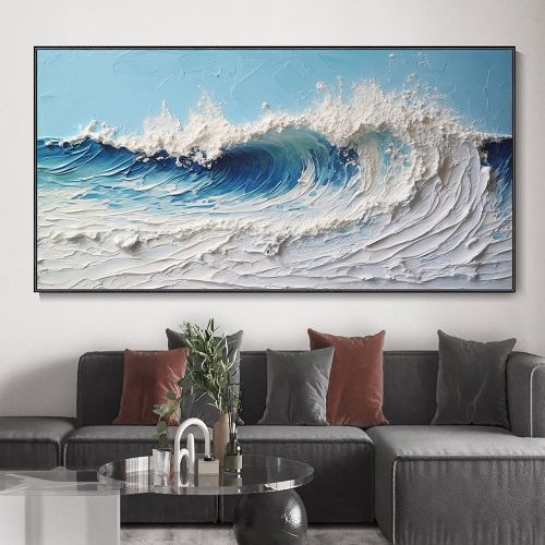 Ocean Hand Painted Texture Oil Painting Abstract Blue Sea Home Decor Art Fashion Wall Decor Painting Impressionist Art Living Room Decor Art