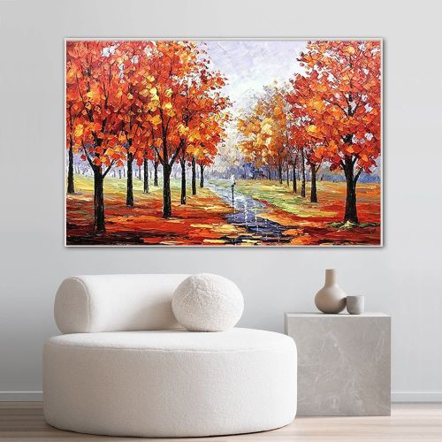 Hand Oil Painting Large Size Abstract Trees Landscape Oil Painting On Canvas Modern Pop Art Wall Picture For Home Decoration