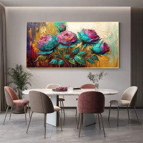 Hand Painted Oil Painting Large Original Flower Oil Painting On Canvas Canvas Wall Art Abstract Colorful Painting Boho Wall Decor Custom Painting Livi (style: 01, size: 60x120cm)