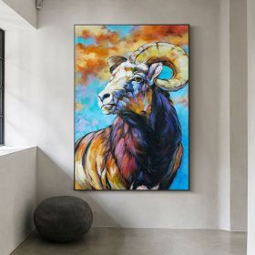 Hand Painted Original Argali Sheep Oil Painting On Canvas Large Abstract Animal Painting On Canvas Wall Art Modern Impressionist Sheep Artwork For Liv (style: 01, size: 50x70cm)