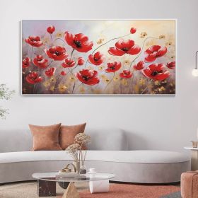 Hand Painted Abstract Red Flower Oil Painting Blooming Flower Texture Wall Art Beautiful Plants Elegant Home Decor Romantic Birthday Gift (style: 01, size: 120x240cm)