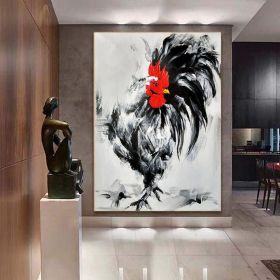 Original Hand Painted Rooster Cock Oil Painting On Canvas Modern Impressionist Animal Art Thick Paints Heavy Texture Aniaml Painting Wall Art For Home (style: 01, size: 140x210cm)