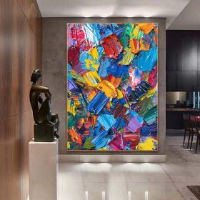 Handmade Oil Painting Knife Colorful Abstract Painting Large Original Texture On Canvas Wall Art For Home Decor Heavy Textured Oil Painting Colorful P (style: 01, size: 90x130cm)