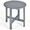 18 Inch Patio Round Side Wooden Slat End Coffee Table for Garden