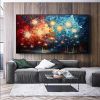 Handmade Oil Painting Large Original Firework Oil Painting on Canvas Abstract Color Painting Custom Textured Wall Art Bedroom Wall Decor Custom Painti