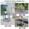18 Inch Patio Round Side Wooden Slat End Coffee Table for Garden