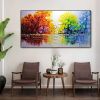 Hand Oil Painting Large Size Abstract Trees Landscape Oil Painting On Canvas Modern Pop Art Wall Picture For Home Decoration
